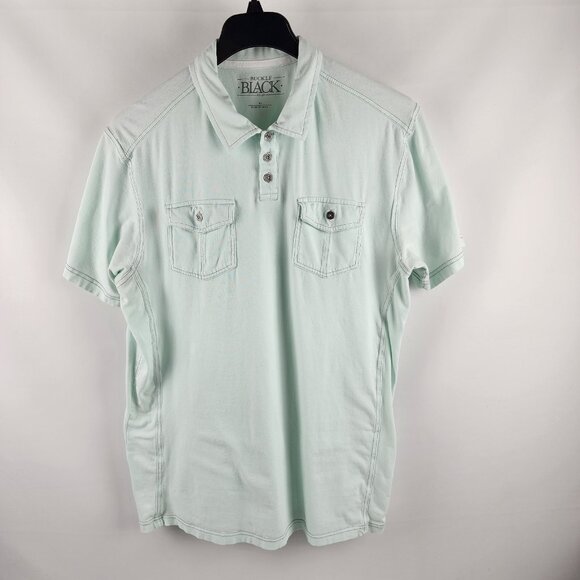 Buckle Black Shirt Mens XL Green S/S Polo Front Pockets - Picture 1 of 7
